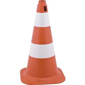 Cone de sinalização com 50 cm, branco e laranja, em polietileno VONDER