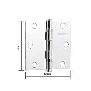Dobradiça 3" com anel rolamento, cromada, com 3 peças, VONDER