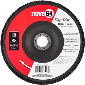 Flap-disc, disco de desbaste/acabamento, 7" - 180 mm, reto, grão 50, NOVE54