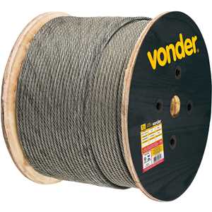 Cabo de aço galvanizado, alma de fibra, 3,97 mm - 5/32", 6 x 7, VONDER
