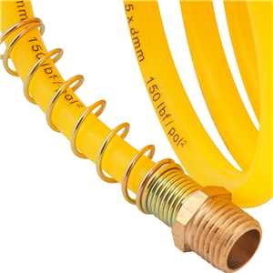 Mangueira/tubo poliuretano e PVC amarelo, espiral, conector 1/4"NPT macho, 5,0mm x 8,0 mm, com 15,0 m, VONDER