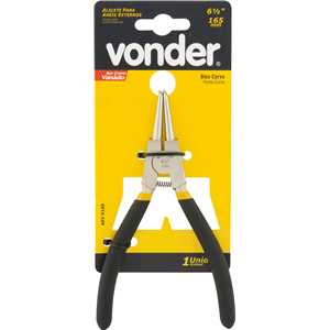 Alicate para anéis externos, bico curvo, 6.1/2", VONDER