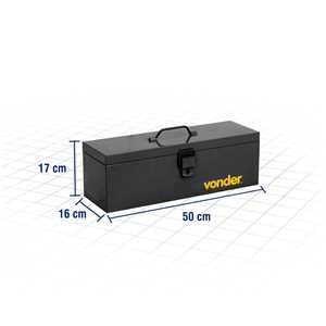 Caixa metálica para ferramentas, tipo baú, com bandeja, 50,0 cm x 16,0 cm x 17,0 cm, VONDER