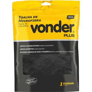 Toalha de Microfibra, 40 cm x 60 cm, 400 g/m² (gsm), preta, VONDER PLUS
