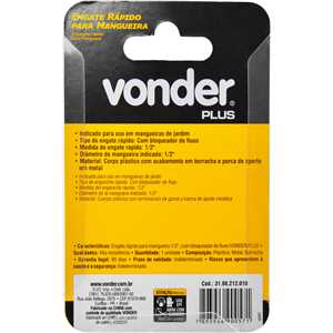 Engate rápido para mangueira 1/2", com bloqueador de fluxo VONDER PLUS