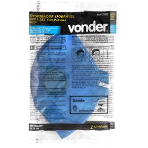 Respirador dobrável, semifacial, sem carvão ativado, com válvula, PFF1, RDV 2102, azul, VONDER