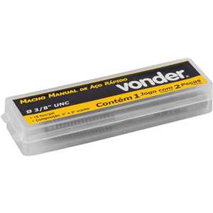 Macho manual de aço rápido 3/8" UNC, jogo com 2 peças VONDER