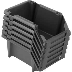 Gaveteiro plástico, nº 3, 8,0 cm x 10,4 cm x 17,6 cm, jogo com 6 peças, modelo prático, preto, VONDER