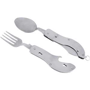Canivete multiuso, em aço inox, com talheres, 4 em 1, VONDER