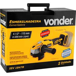 Esmerilhadeira 4.1/2", bateria intercambiável de 18 V, sem bateria e sem carregador, IEV 1847B VONDER
