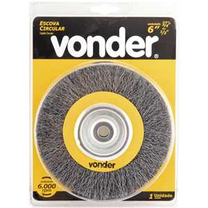 Escova circular de aço, ondulada, 6" x 3/4" x 1/2"  (152,4 mm x 19,1 mm x 12,7 mm) VONDER