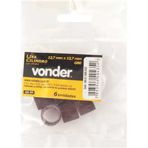 Lixa cilíndrica para microrretífica, 12,7 mm x 12,7 mm, G80, VONDER