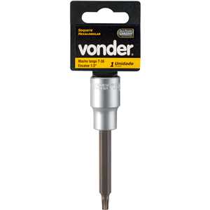 Soquete hexalobular macho longo, encaixe de 1/2", T30, VONDER