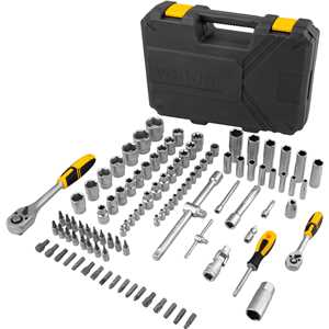 Jogo de soquetes e ponteiras com encaixe de 1/4" e de 1/2", com catraca, 108 peças, VONDER