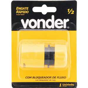 Engate rápido para mangueira 1/2", com bloqueador de fluxo, VONDER