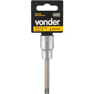 Soquete hexalobular macho longo, encaixe de 1/2", T50, VONDER