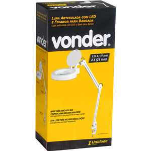 Lupa articulada com LED, bivolt, com fixador para bancada, VONDER