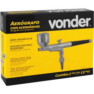 Aerógrafo com acessórios, 15 peças, VONDER
