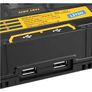 Carregador de bateria duplo, 18 V, linha intercambiável, carregamento convencional, ICBV 1841, VONDER