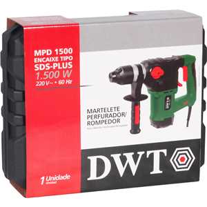 Martelete perfurador/rompedor SDS PLUS, 1.500 W, 220 V~, MPD 1500N, com maleta DWT