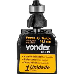 Fresa com dentes de metal duro, quebra-canto com rolamento, 18,7 mm, VONDER PLUS
