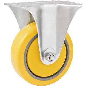 Rodízio fixo industrial leve 4", de poliuretano e PVC, amarelo, VONDER