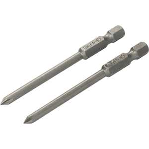 Jogo de bits de ponteiras phillips com encaixe sextavado 1/4", nº 0 x 75 mm, cartela com 2 peças, VONDER