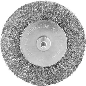 Escova circular 4", cerdas em aço inox, 20.000/min, com haste 1/4", VONDER