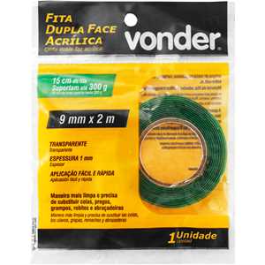 Fita dupla face acrílica, 9 mm x 2 m, VONDER