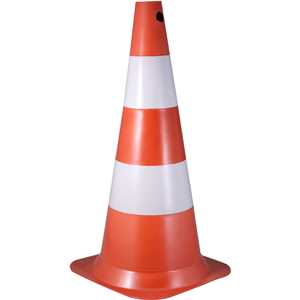 Cone de sinalização com 75 cm, branco e laranja, em polietileno VONDER