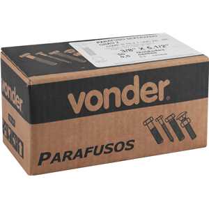 Parafuso sextavado zincado 3/8" x 5.1/2", UNC, rosca parcial, VONDER