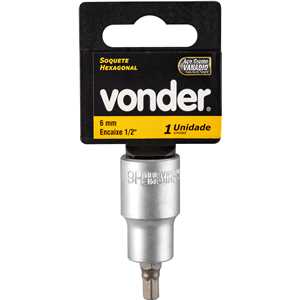 Soquete hexagonal 6 mm, encaixe de 1/2", VONDER