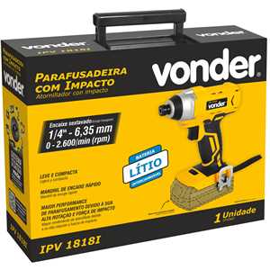 Parafusadeira de impacto, bateria intercambiável de 18 V (não acompanha), mandril de 1/4", IPV 1818I VONDER
