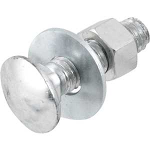 Parafuso francês zincado, 3/8" x 1.1/2", com porca e arruela, cartela com 2 conjuntos, VONDER