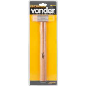 Martelo 28 mm, borda intercambiável, nylon/poliuretano, cabo em madeira, VONDER