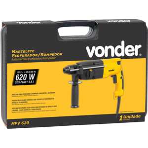 Martelete perfurador/rompedor SDS PLUS, 620 W, 127 V~, MPV 620, com maleta VONDER