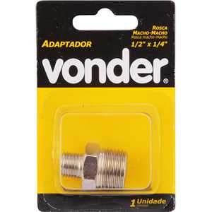 Adaptador/niple de redução, rosca, 1/2" macho x 1/4" macho, VONDER