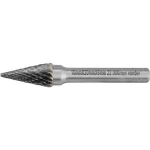Lima rotativa cônica ponteaguda, 10,0 mm x 20,0 mm, com haste 6,0 mm, VONDER
