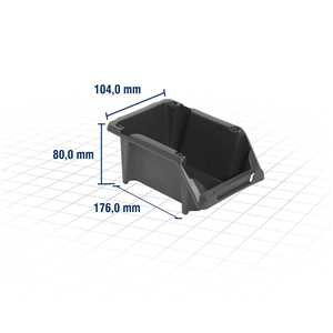 Gaveteiro plástico, nº 3, 8,0 cm x 10,4 cm x 17,6 cm, modelo prático, preto, VONDER