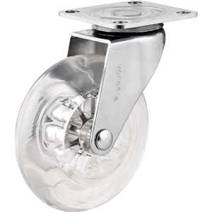 Rodízio giratório leve 3", de poliuretano, transparente, VONDER