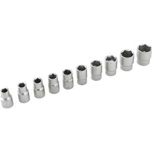 Jogo de soquetes sextavados com encaixe de 1/2", 10 mm a 24 mm, com catraca, 12 peças, VONDER