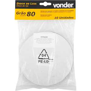 Disco de lixa 150 mm, grão 80, com 10 peças, para a lixadeira LCV 375, VONDER