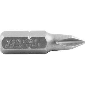 Jogo de bits/ponteira phillips, com encaixe 1/4", nº 1 x 25 mm, cartela com 5 peças, VONDER