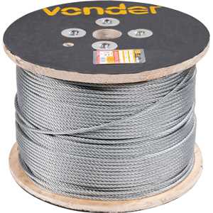 Cabo de aço galvanizado, alma de fibra, 7,94 mm - 5/16", 6 x 7, VONDER