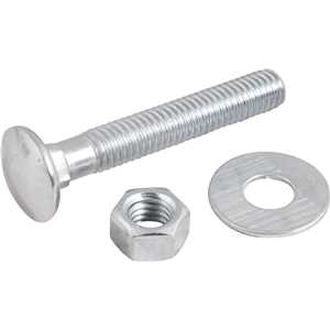 Parafuso francês zincado, 3/8" x 2.1/2", com porca e arruela, cartela com 2 conjuntos, VONDER