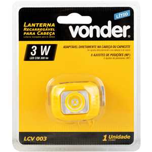 Lanterna recarregável para cabeça, LCV 003 VONDER