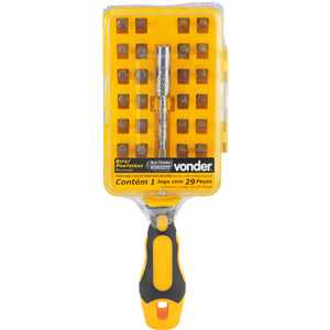 Jogo de bits/ponteiras com 29 peças, encaixe sextavado 1/4", VONDER