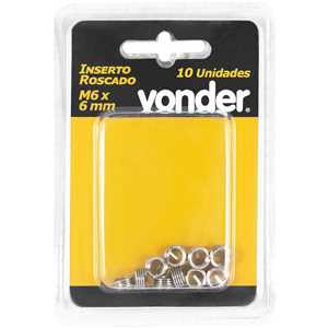 Inserto roscado, M6 x 1,00 mm x 6 mm, VONDER