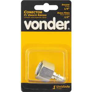 Conector/racord de 1/4", com rosca fêmea 1/2" NPT, VONDER