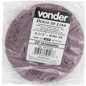 Disco de lixa costado em fibra, 4.1/2", grão 24  VDF 12, VONDER